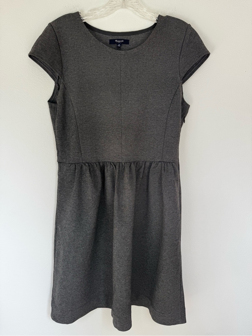 Madewell Charcoal Cap Sleeve Gray Dress, Size Medium